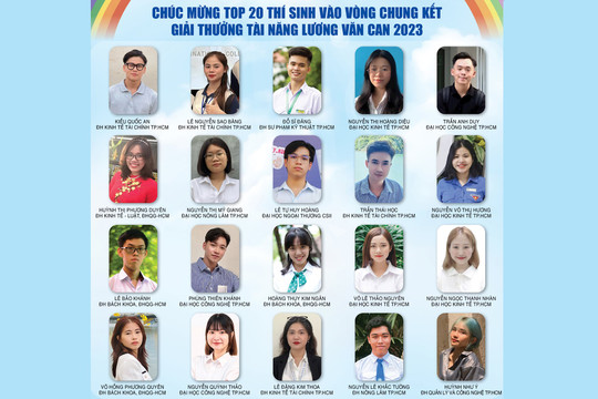20 thí sinh vào vòng chung kết Giải thưởng Tài năng Lương Văn Can 2023