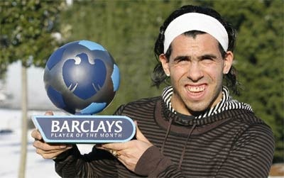 Tevez nhận giải cầu thủ hay nhất Premier League tháng 12