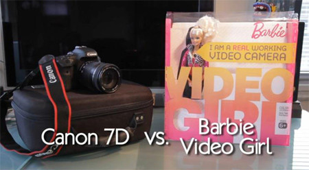Búp bê Barbie đọ quay phim với máy ảnh chuyên nghiệp