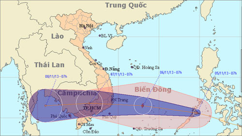 Bão Haiyan có thể ảnh hưởng đến TP.HCM 
