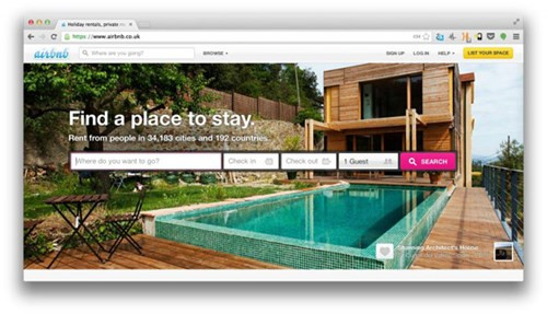 Giao diện tìm kiếm nhà ở trên trang web của Airbnb