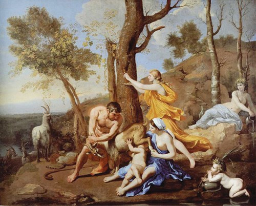 Thần Zeus sơ sinh được nuôi bằng sữa của nữ thần Amalthea – tranh Nicolas Poussin (1638) doanhnhansaigon