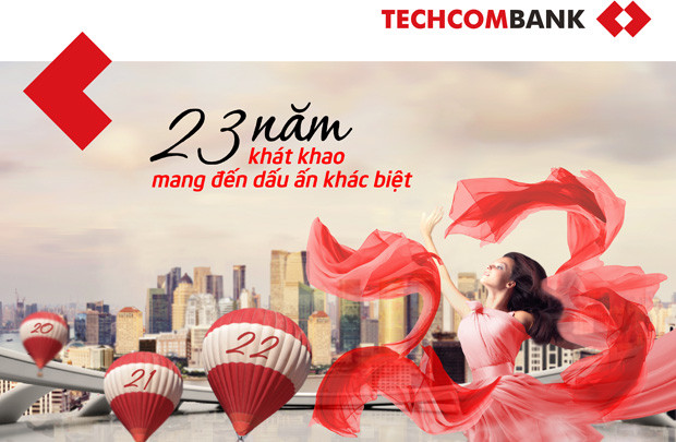 Techcombank ưu đãi kỷ niệm 23 năm thành lập
