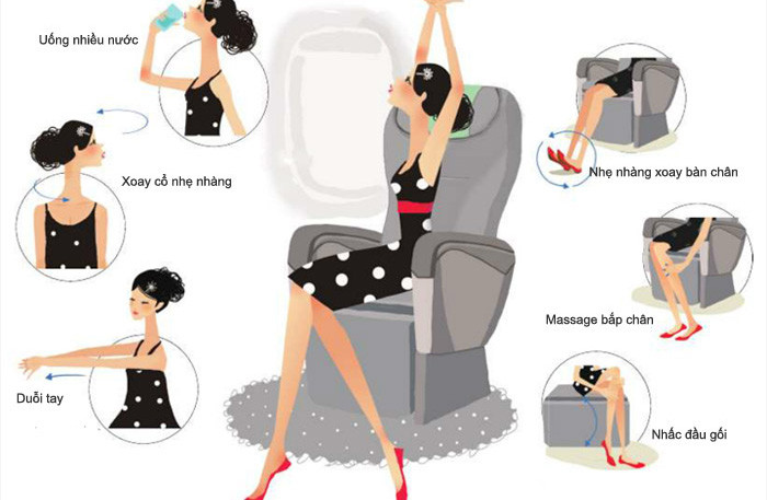 [Infographic] Bài tập đơn giản chống mệt mỏi khi đi máy bay