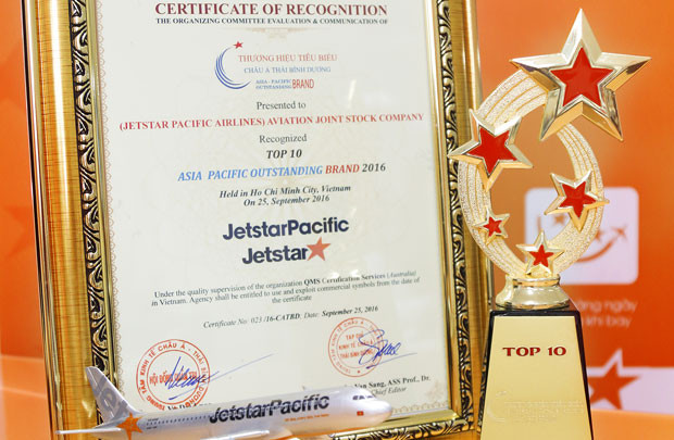 Jetstar Pacific nhận giải Thương hiệu tiêu biểu hội nhập châu Á - Thái Bình Dương 