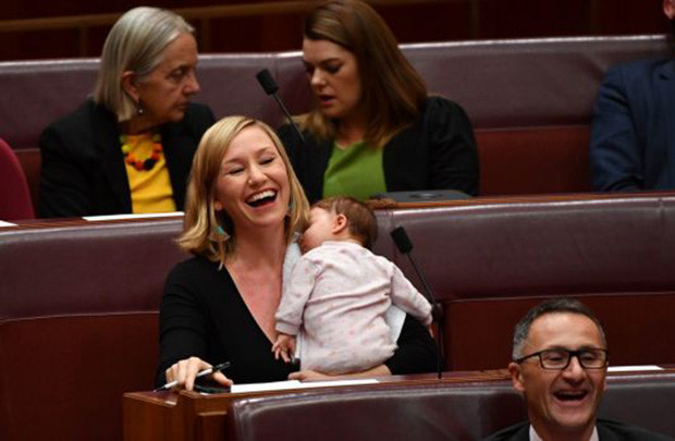 Nghị sĩ Australia vừa phát biểu vừa cho con bú