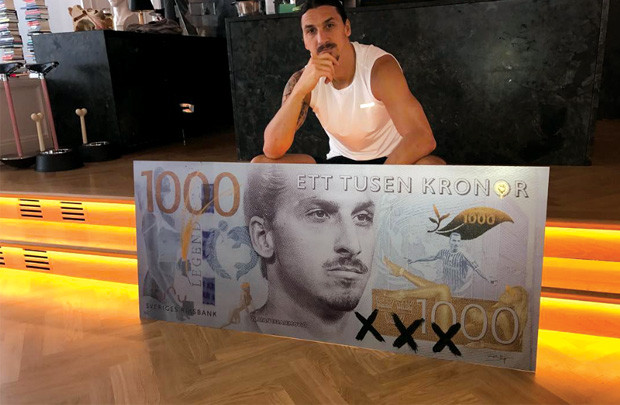 Ibrahimovic được in lên tiền Thuỵ Điển