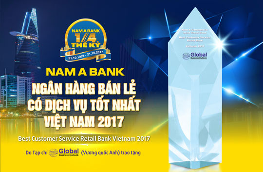 Nam A Bank – ngân hàng bán lẻ có dịch vụ tốt nhất Việt nam 2017