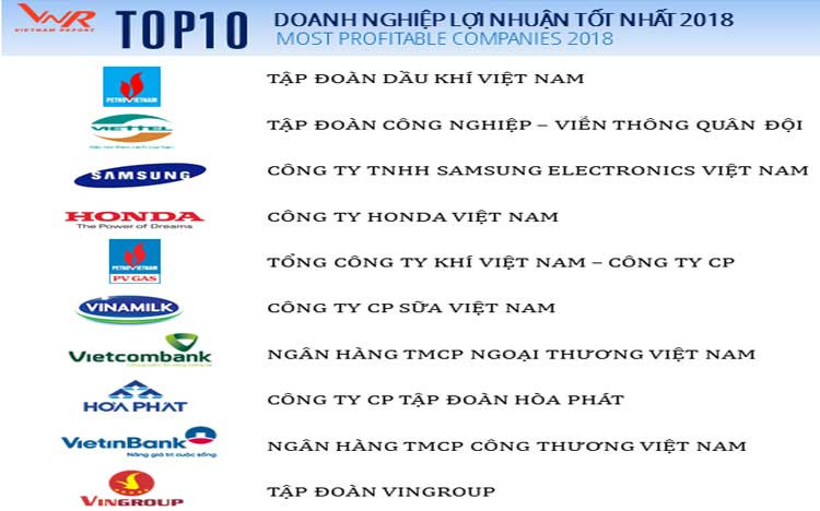 Top 10 doanh nghiệp lợi nhuận tốt nhất Việt Nam 2018