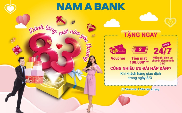 Quà tặng 8/3 khi giao dịch tại Nam A Bank