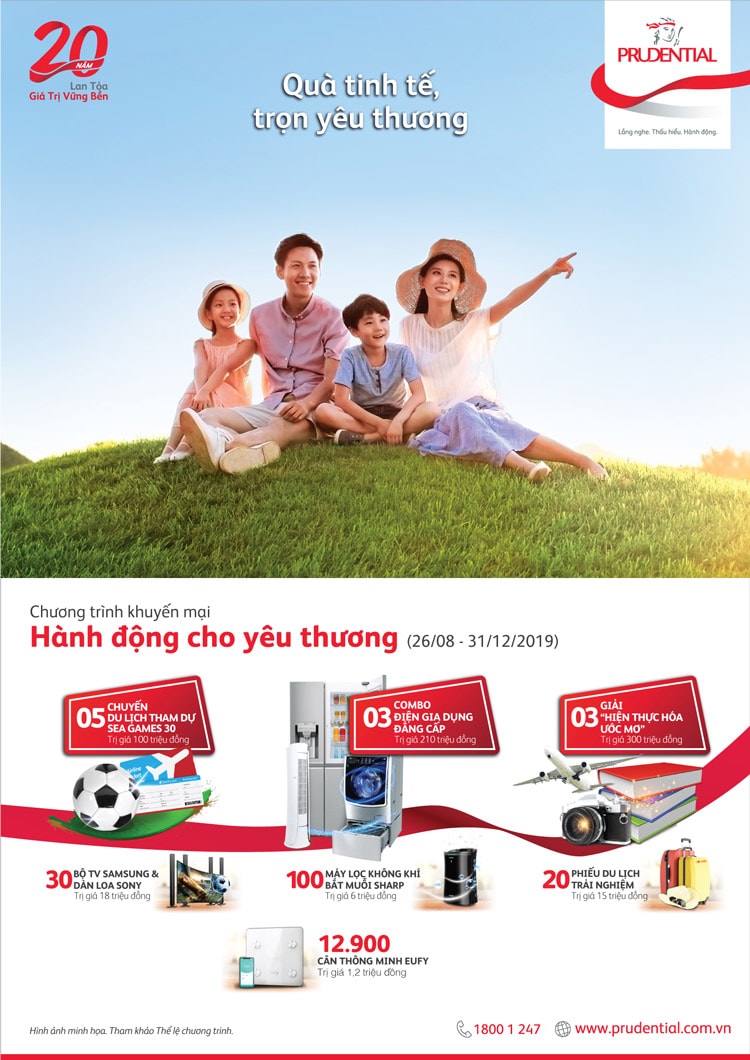 Prudential khuyến mãi với tổng trị giá 19 tỷ đồng
