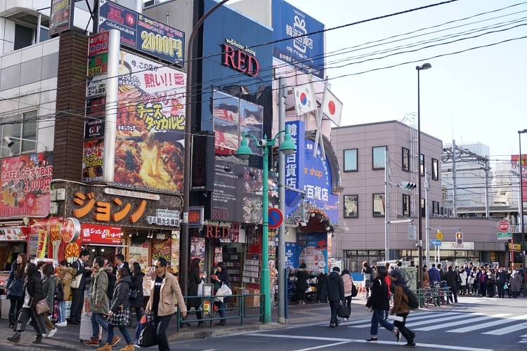 Một góc phố tại Korea Town in Tokyo.