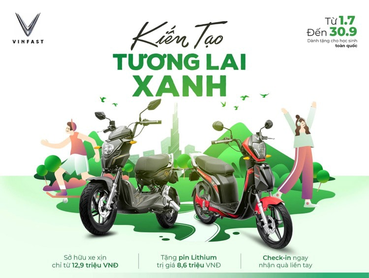 Vinfast tặng 50.000 pin xe máy điện cho học sinh - chung tay “kiến tạo tương lai xanh”