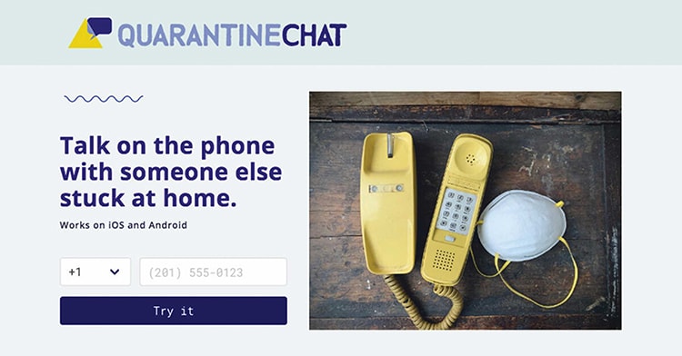 "QuarantineChat" giúp đánh bại sự buồn chán - Ảnh: quarantinechat