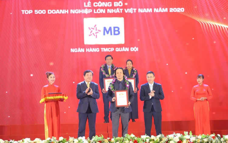 đây là năm thứ 12 liên tiếp MB có tên trong bảng xếp hạng vinh danh Top 500 Doanh nghiệp lớn nhất Việt Nam (từ năm 2009 đến nay)