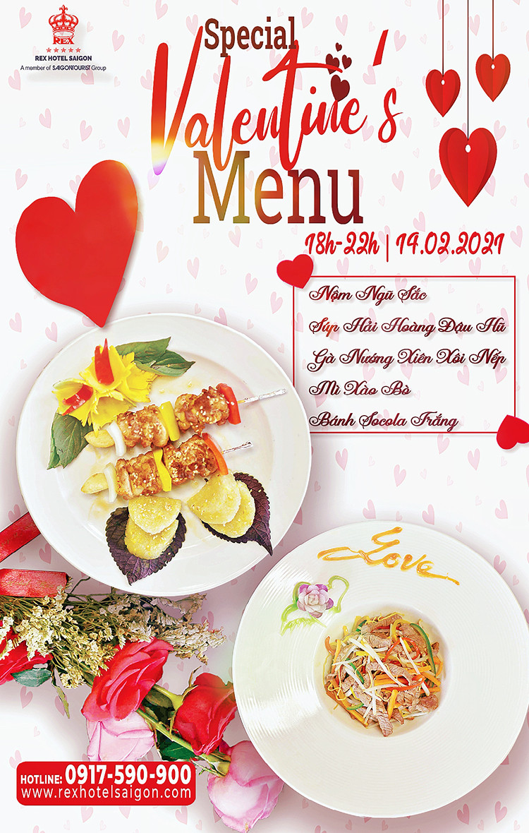Set menu đặc biệt ngày Lễ Tình nhân 14/2 tại Khách sạn REX Sài Gòn