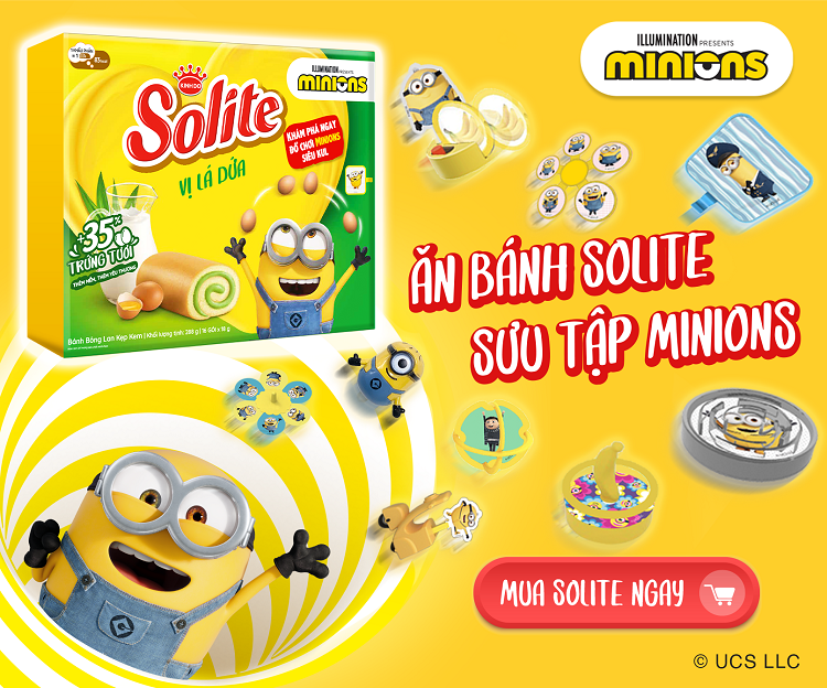 Mỗi hộp bánh Solite phiên bản Minions sẽ được tặng kèm một món đồ chơi Minions sinh động