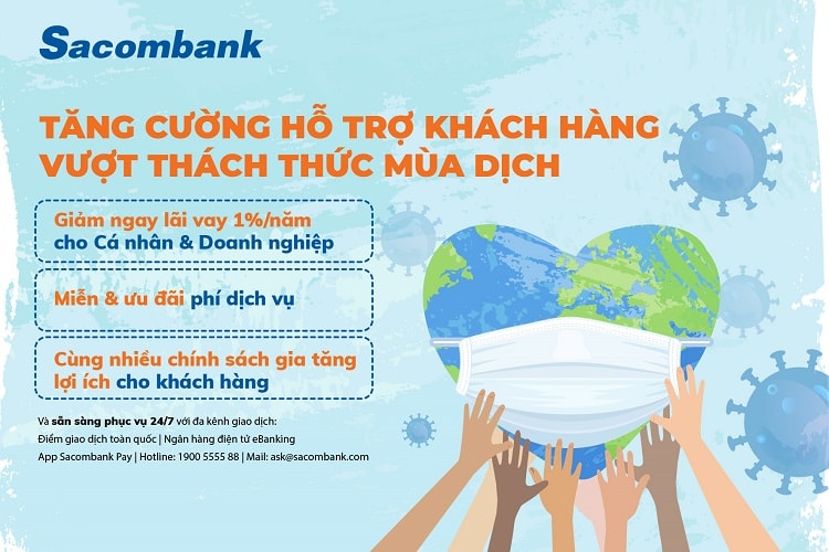 Sacombank đồng hành cùng khách hàng khắc phục ảnh hưởng Covid-19