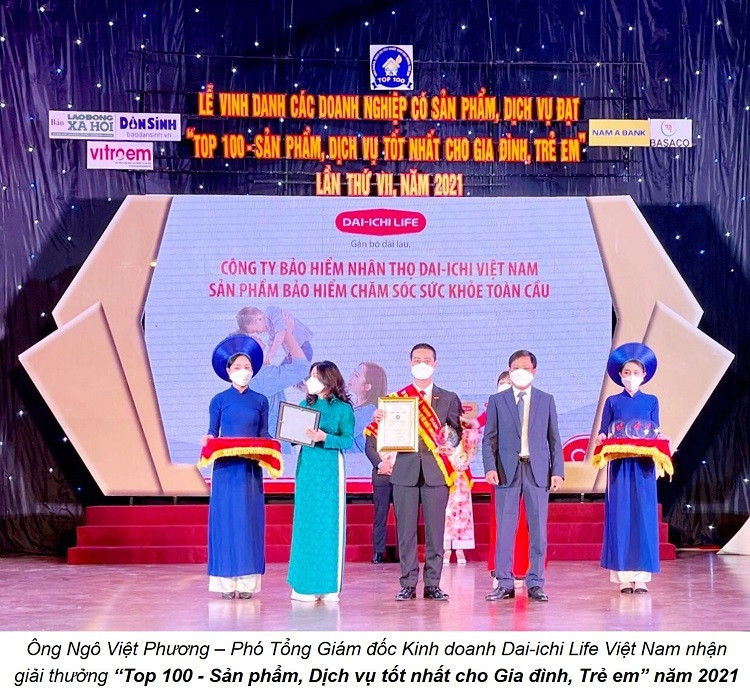 Dai-ichi Life Việt Nam trong “Top 100 - Sản phẩm, dịch vụ tốt nhất cho gia đình, trẻ em” năm 2021