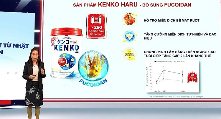 ThS. Tạ Thanh Huyền - Đại diện Vinamilk trình bày về sản phẩm mới Kenko Haru được bổ sung Fucoidan.