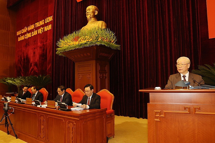 Tổng bí thư Nguyễn Phú Trọng phát biểu kết luận hội nghị. Ảnh: TTXVN