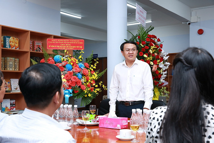 Giám đốc Sở Thông tin - Truyền thông TP.HCM Lâm Đình Thắng phát biểu nhân chuyến thăm Tạp chí ngày 21/6/2022.