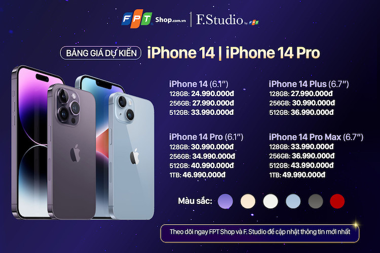 iPhone 14 chính hãng có giá dự kiến từ 24,99 triệu đồng