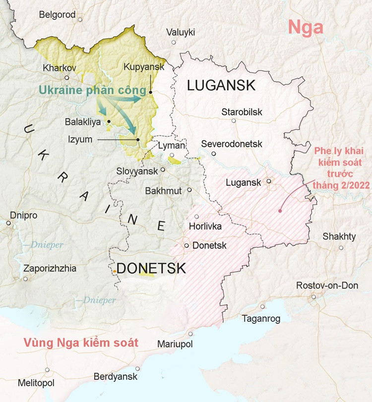 Vùng Donbass gồm Donetsk và Lugansk. Đồ họa: WP.