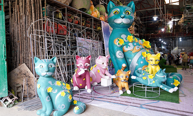 Mô hình đàn mèo sẽ được trưng bày tại cổng chào Đường hoa Nguyễn Huệ Tết Quý Mão