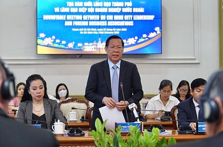 Chủ tịch UBND TPHCM Phan Văn Mãi hoan nghênh sự tham gia đóng góp ý kiến từ DN nước ngoài để đồng hành cùng thành phố phát triển