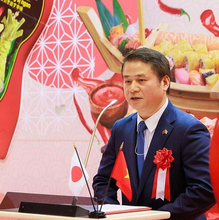 Ông Tạ Đức Minh - Tham tán Thương mại Việt Nam tại Nhật Bản phát biểu tại sự kiện