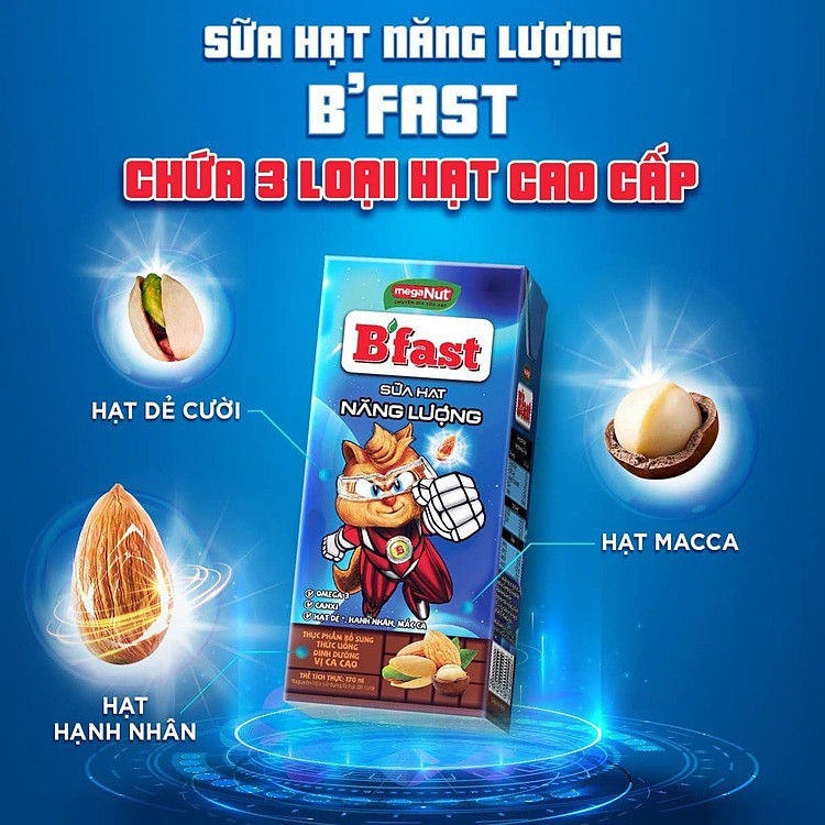 Sữa hạt B’fast với nguyên liệu hạt cao cấp được trồng tại Việt Nam