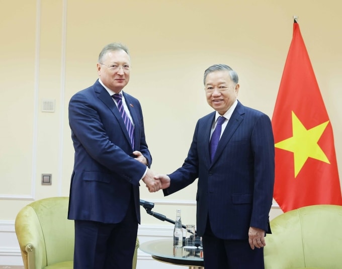 Tổng Bí thư Tô Lâm tiếp ông Sergei Kudryashov, Tổng giám đốc Công ty Cổ phần Zarubezhneft. Ảnh: TTXVN