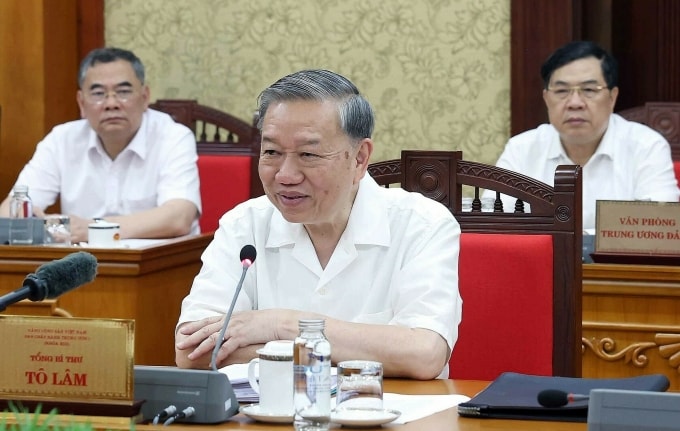 Tổng Bí thư Tô Lâm chủ trì họp Ban Bí thư, chiều 13/5. Ảnh: TTXVN