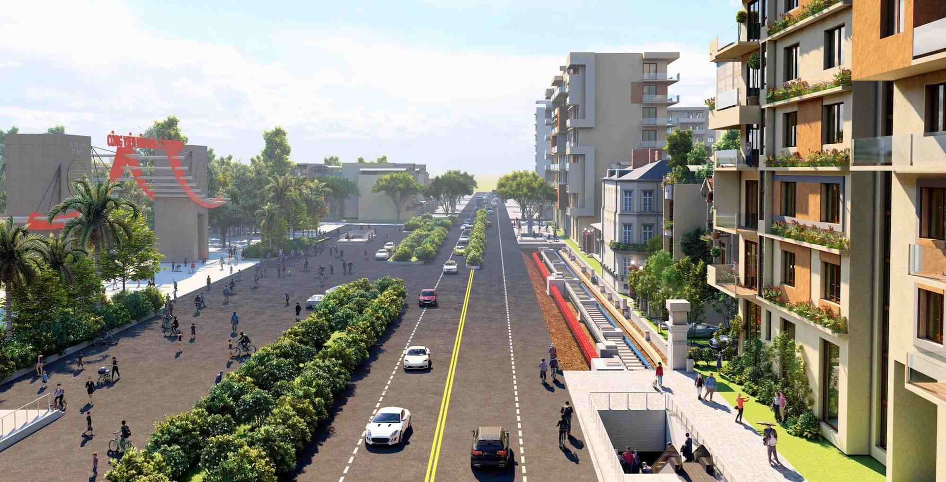Phối cảnh Metro số 2 đoạn đi ngầm qua công viên Lê Thị Riêng (Quận 10, TPHCM). Ảnh: MAUR