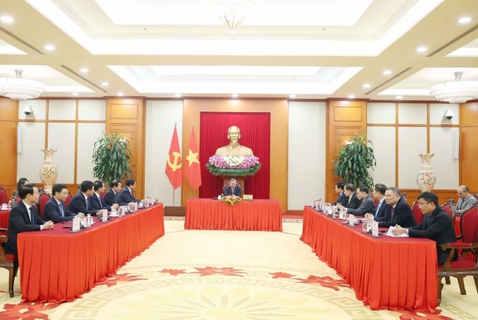 Toàn cảnh cuộc điện đàm. Ảnh: TTXVN