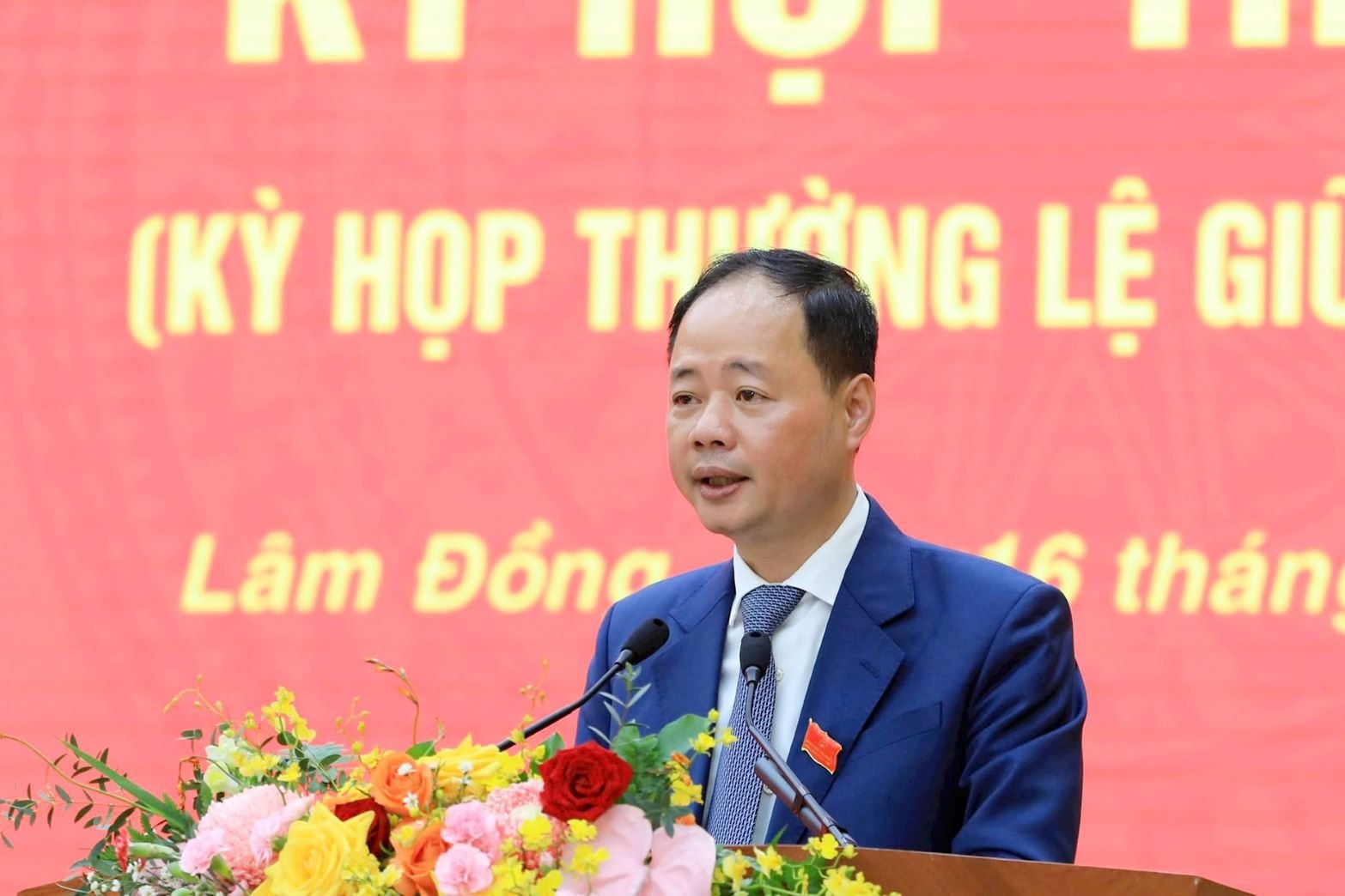 Ông Trần Hồng Thái – Chủ tịch HĐND tỉnh Lâm Đồng phát biểu. Ảnh: Phước Lê