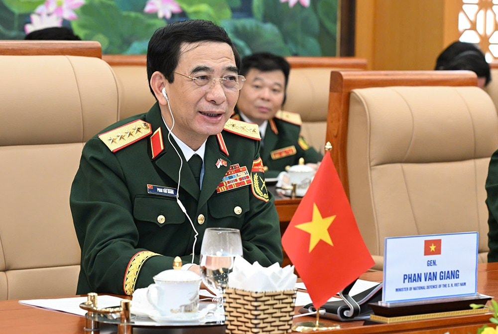 Đại tướng Phan Văn Giang tại buổi hội đàm. Ảnh: Nguyên Hải