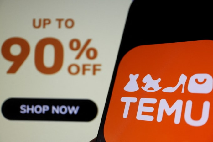 Logo của Temu trên điện thoại chụp vào 26/4/2023. Ảnh: Reuters