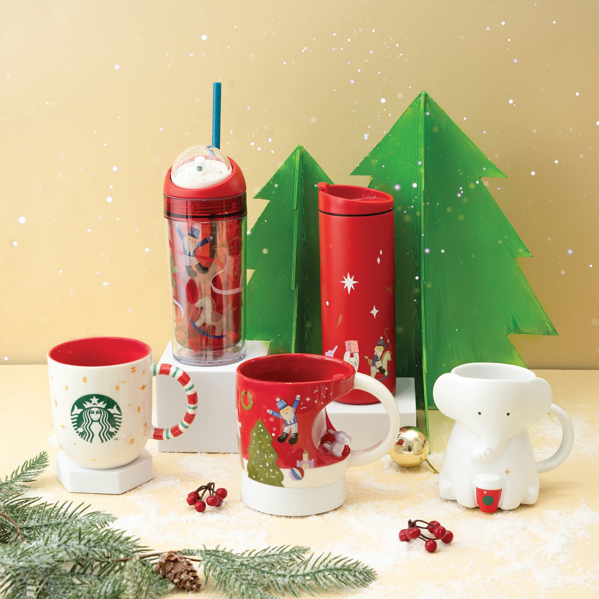 Một bộ quà tặng theo mùa của thương hiệu Starbucks