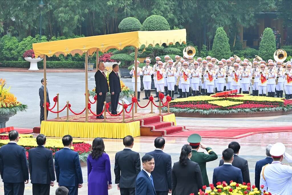 Khung cảnh lễ đón Bí thư thứ nhất, Chủ tịch nước Cuba sáng 1.9. Ảnh: Hải Nguyễn