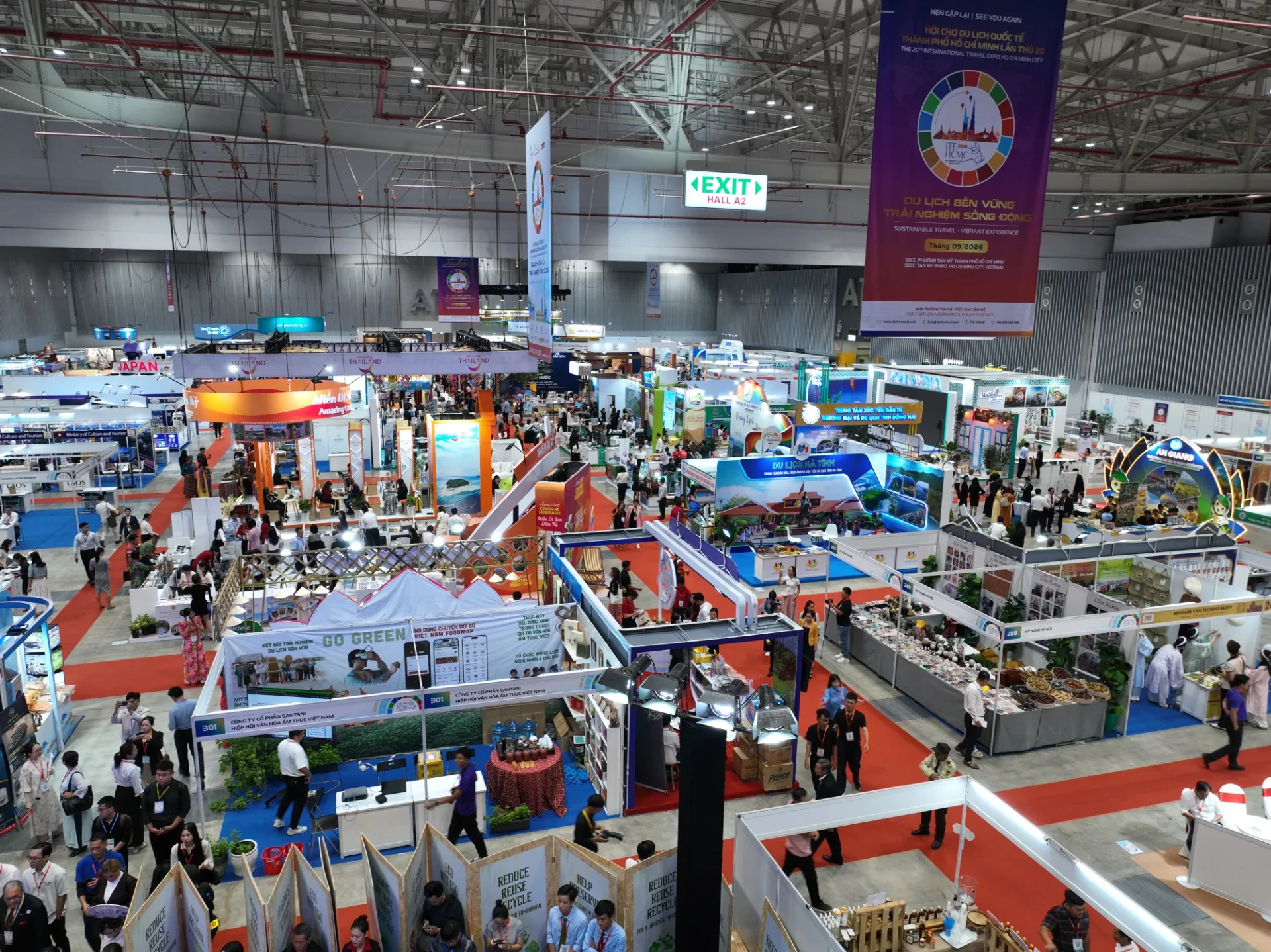 Hội chợ Du lịch quốc tế TP.HCM lần thứ 19 với 500 đơn vị và thương hiệu tham gia triển lãm tại 402 gian hàng. Ảnh: TT.