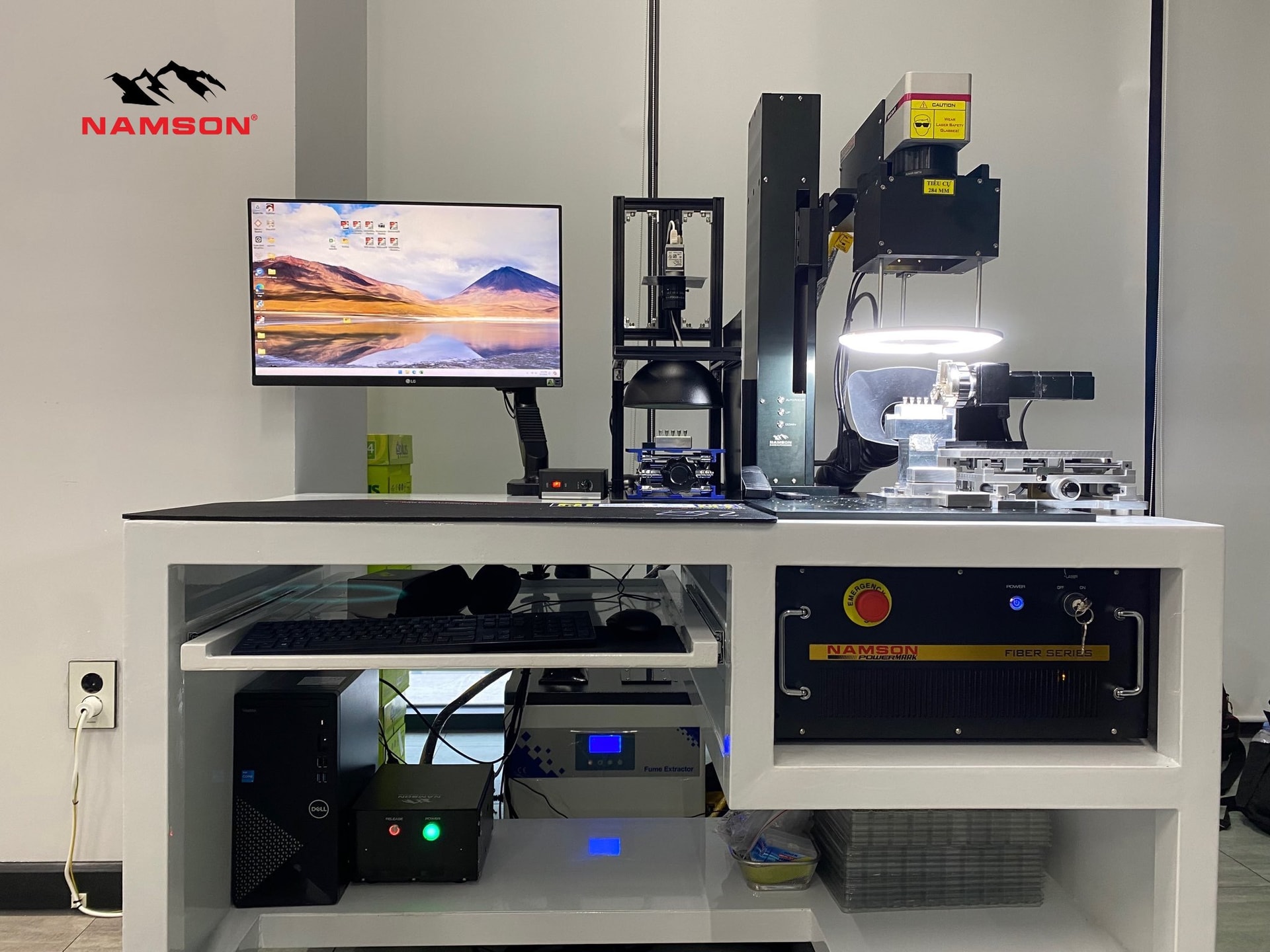 Hình ảnh dự án hệ thống MOPA PowerMARK 3D 20W-EZ – phiên bản xoay liên tục tùy chỉnh, đường kính khắc 3mm, chiều cao kí tự 1mm