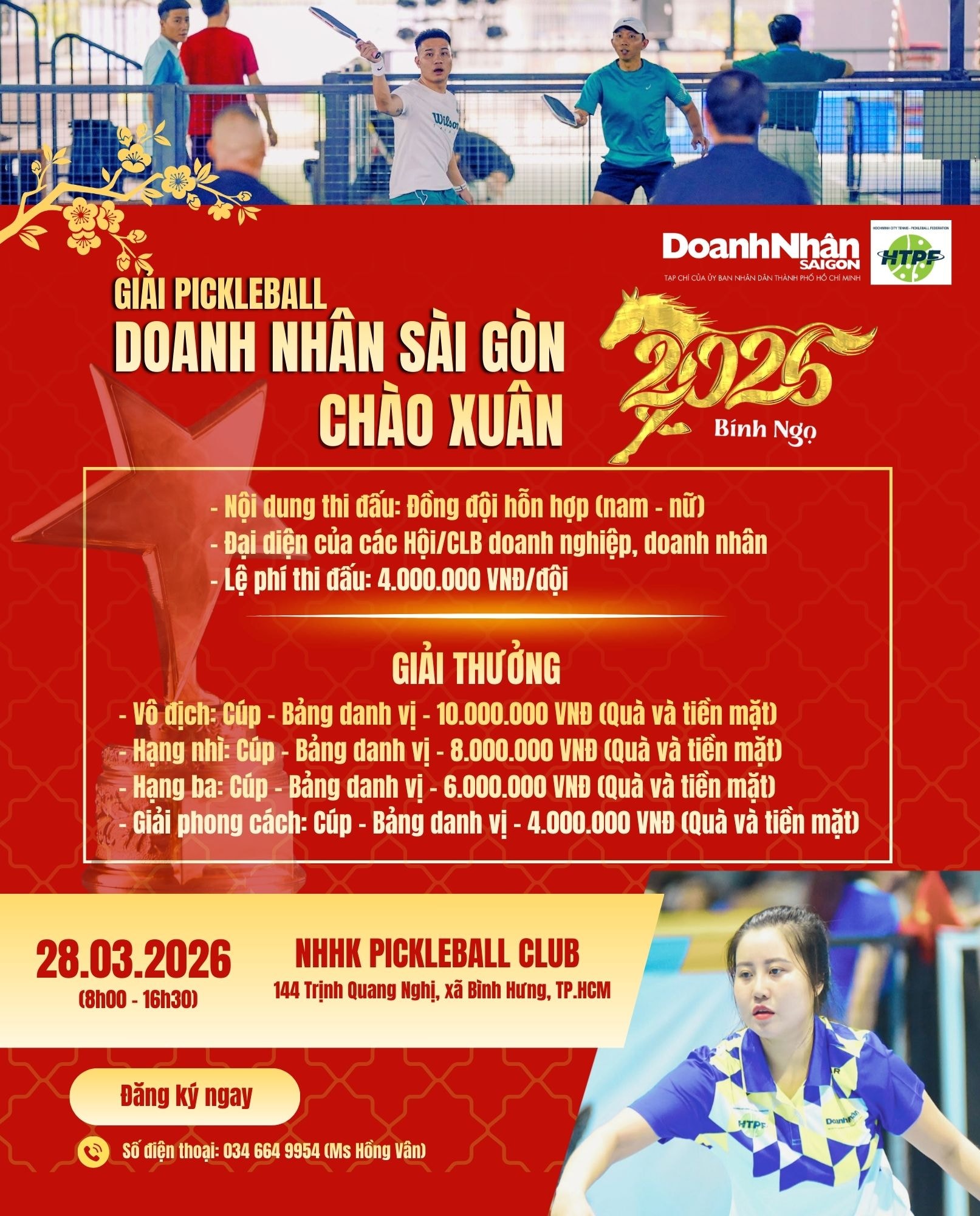 Giải Pickleball - Chào xuân poster (25 x 31 cm)-2