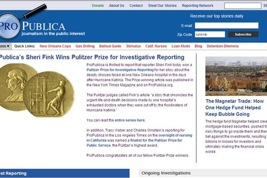 Lần đầu tiên báo mạng đoạt giải Pulitzer