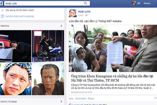 Mạo danh facebook Đàm Vĩnh Hưng và Hoài Linh