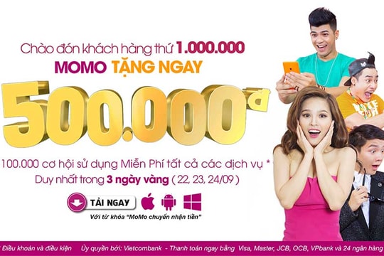 Momo tặng 500.000 đồng cho người dùng mới
