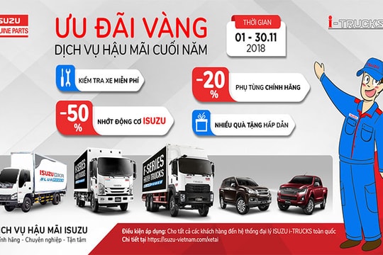 Isuzu Việt Nam ưu đãi vàng cho dịch vụ hậu mãi cuối năm