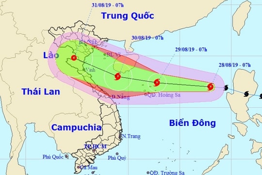 Bão số 4 (Podul) sẽ đổ bộ vào các tỉnh miền Trung dịp 2/9