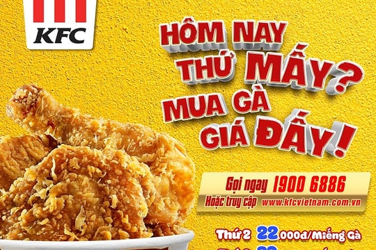 KFC tung khuyến mãi "Hôm nay thứ mấy? Mua gà giá đấy!!"